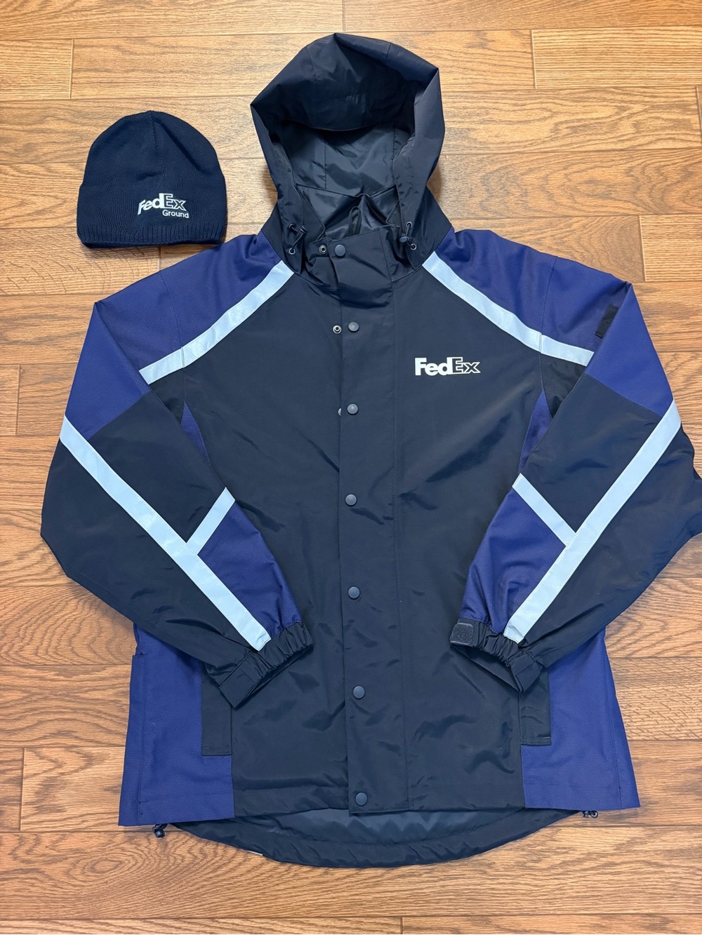 FedEx Stan Herman VF Imagewear Reflective Rain Coat Jacket Windbreaker & Ground